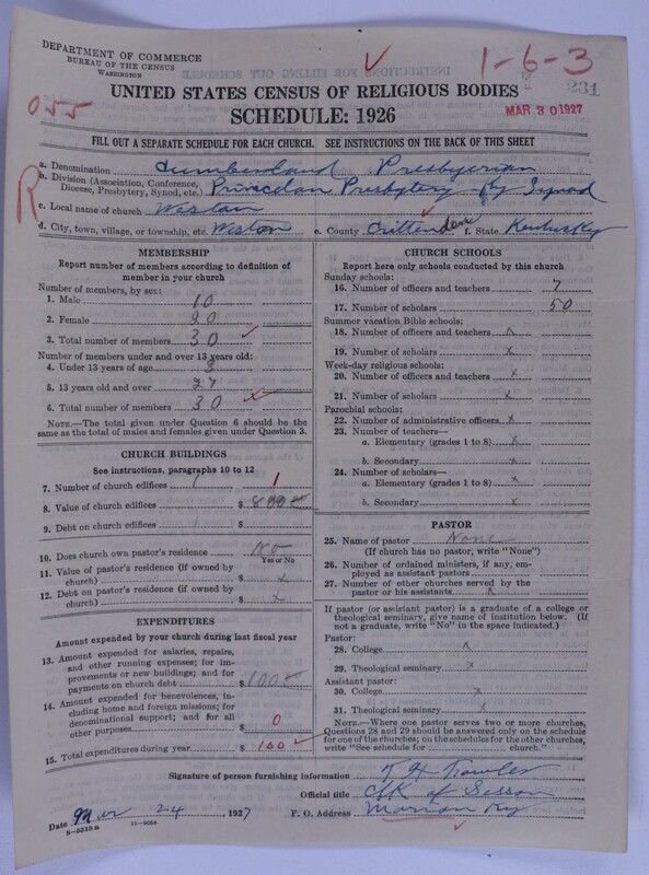 Scan of Cumberland Presbyterian Church: 231