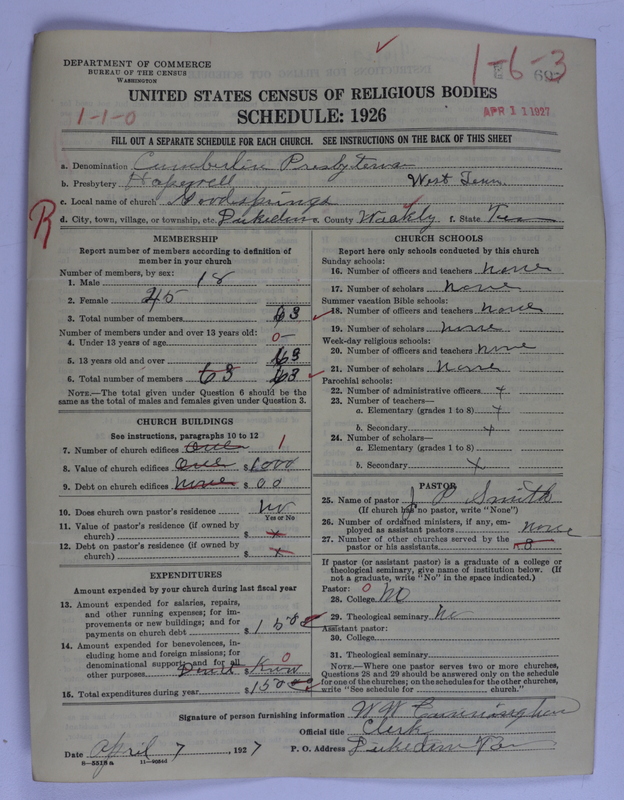 Scan of Cumberland Presbyterian Church: 697