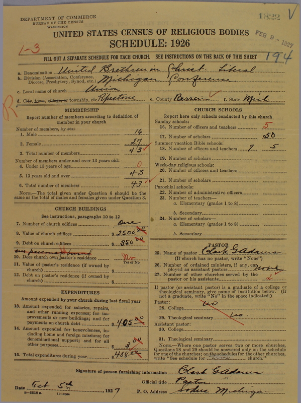 Scan of Church of the United Brethren in Christ: 1822