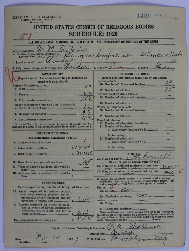 Scan of African Methodist Episcopal Zion Church: 1421