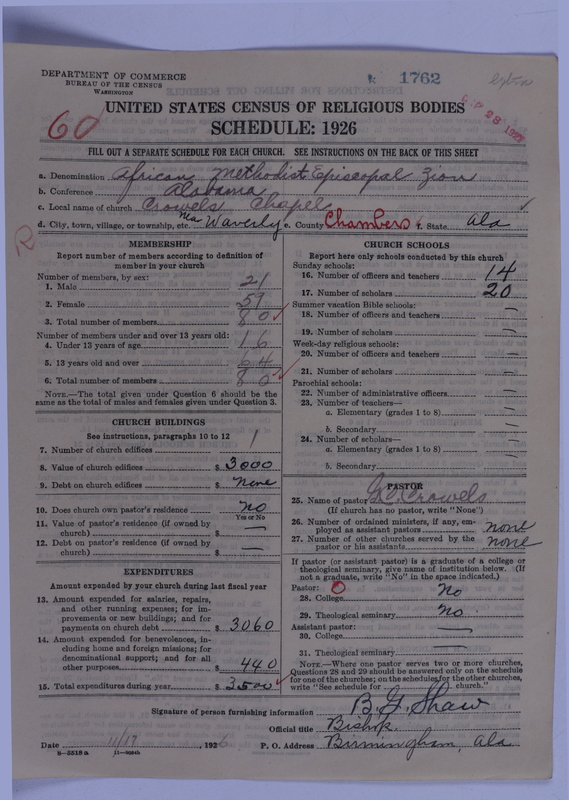 Scan of African Methodist Episcopal Zion Church: 1762