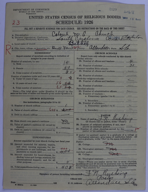 Scan of Colored Methodist Episcopal Church: 249