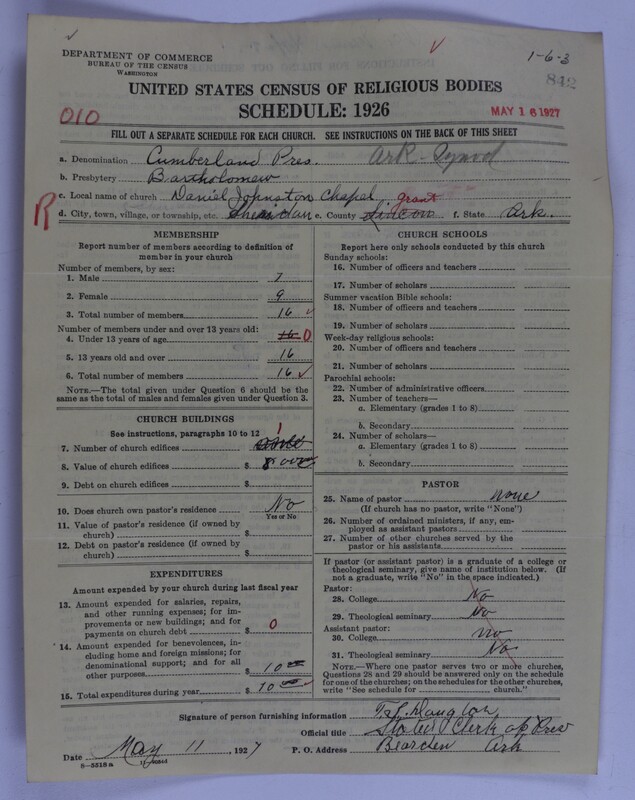 Scan of Cumberland Presbyterian Church: 842