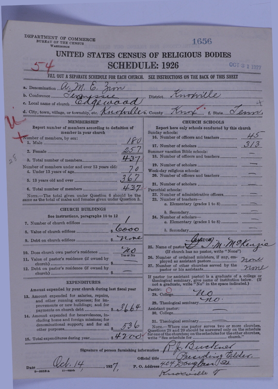 Scan of African Methodist Episcopal Zion Church: 1656