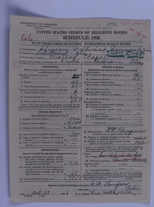 Scan of African Methodist Episcopal Zion Church: 1734