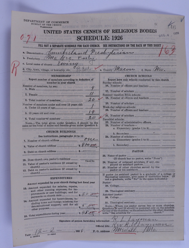 Scan of Cumberland Presbyterian Church: 146