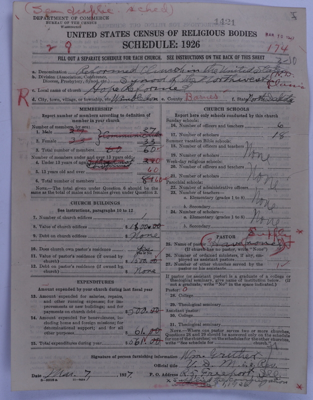 Scan of Reformed Church in the United States: 1421