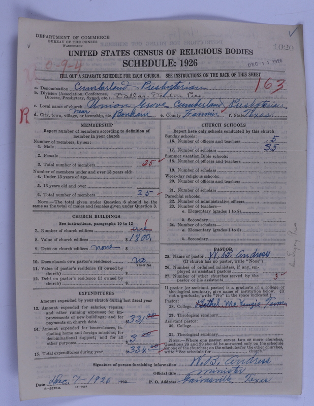 Scan of Cumberland Presbyterian Church: 1020
