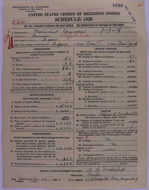 Scan of Methodist Episcopal Church: 1633