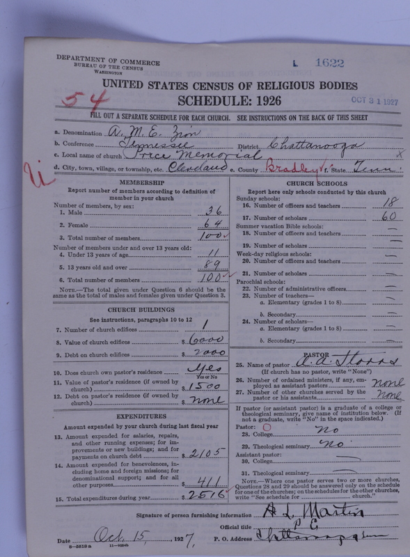 Scan of African Methodist Episcopal Zion Church: 1622