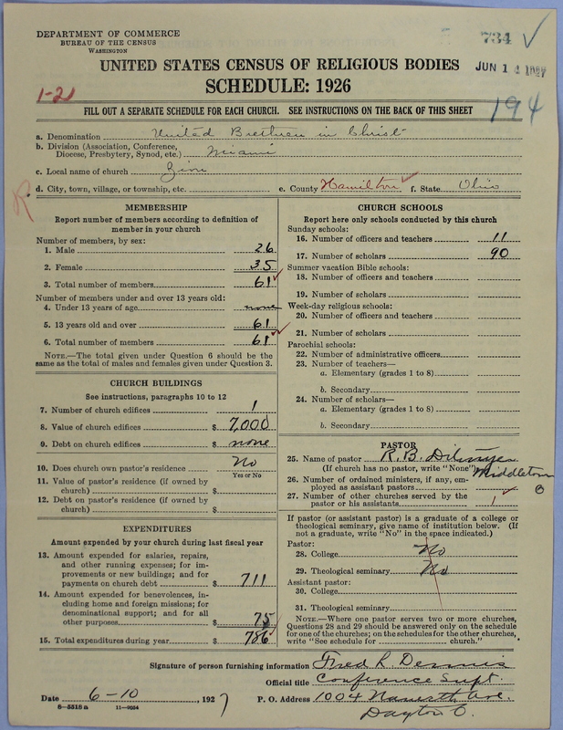 Scan of Church of the United Brethren in Christ: 734