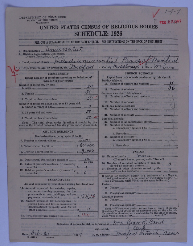 Scan of Universalist Church: 150