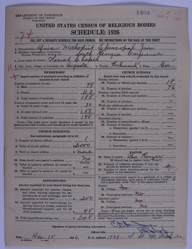 Scan of African Methodist Episcopal Zion Church: 1464