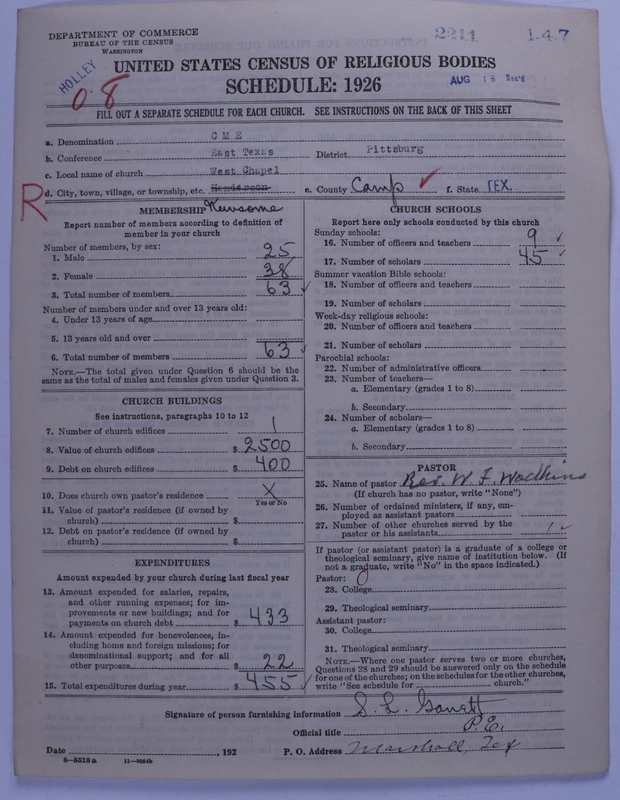 Scan of Colored Methodist Episcopal Church: 2211