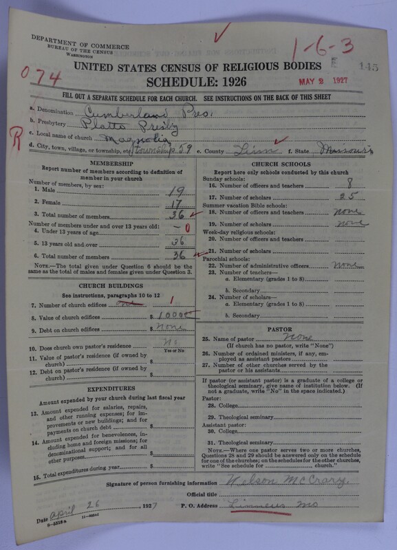 Scan of Cumberland Presbyterian Church: 145