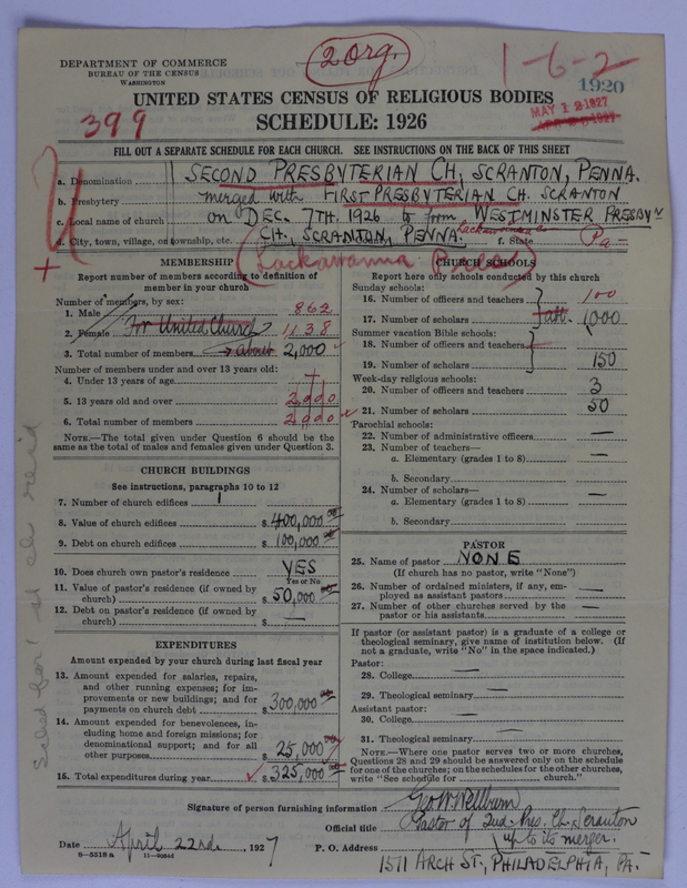 Scan of Presbyterian Church in the United States of America: 1920