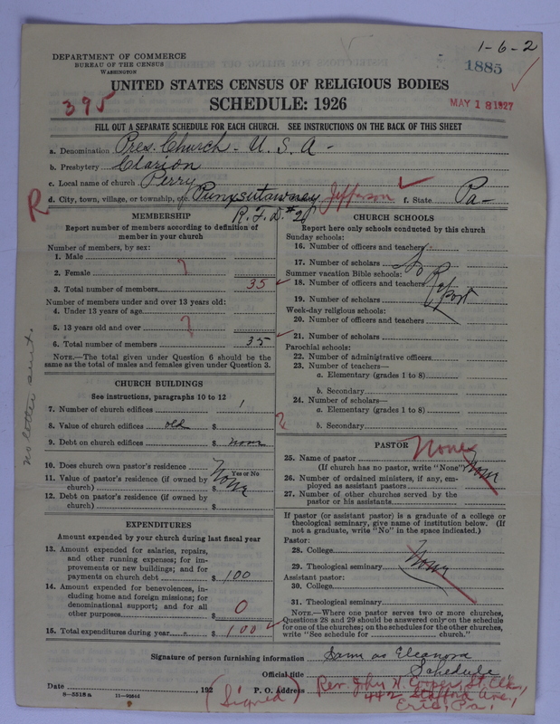 Scan of Presbyterian Church in the United States of America: 1885