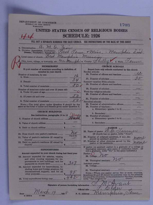 Scan of African Methodist Episcopal Zion Church: 1703