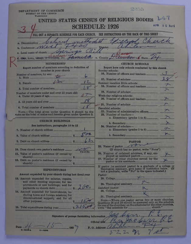 Scan of Colored Methodist Episcopal Church: 2255