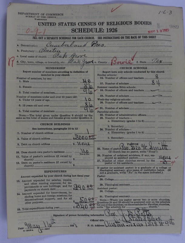 Scan of Cumberland Presbyterian Church: 989