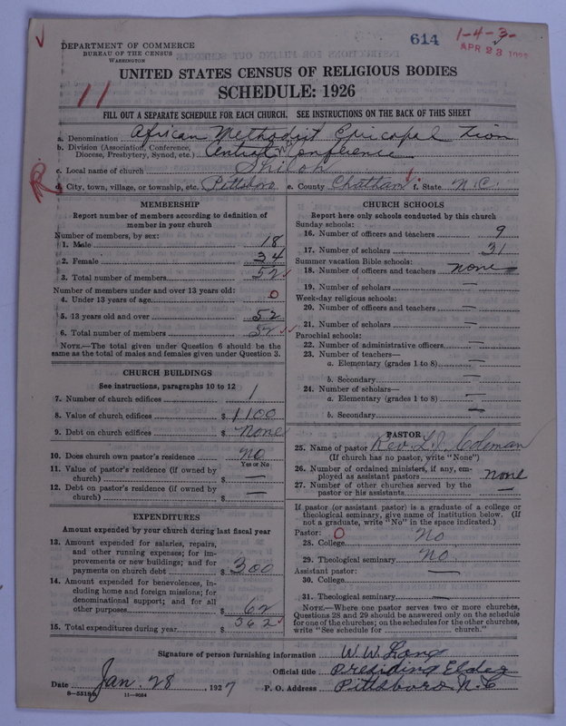 Scan of African Methodist Episcopal Zion Church: 614
