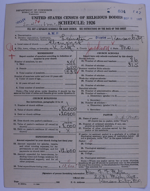 Scan of African Methodist Episcopal Church: 834