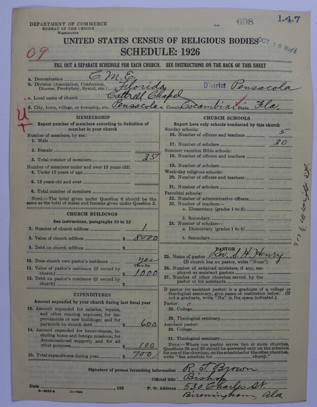 Scan of Colored Methodist Episcopal Church: 698