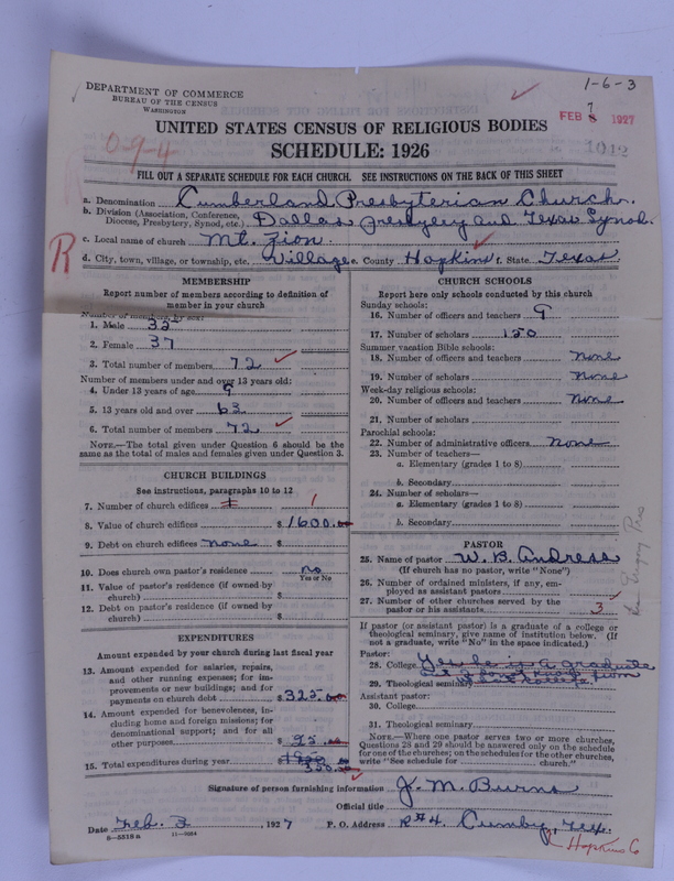 Scan of Cumberland Presbyterian Church: 1042