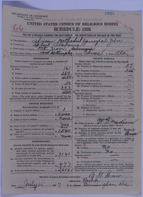 Scan of African Methodist Episcopal Zion Church: 1821
