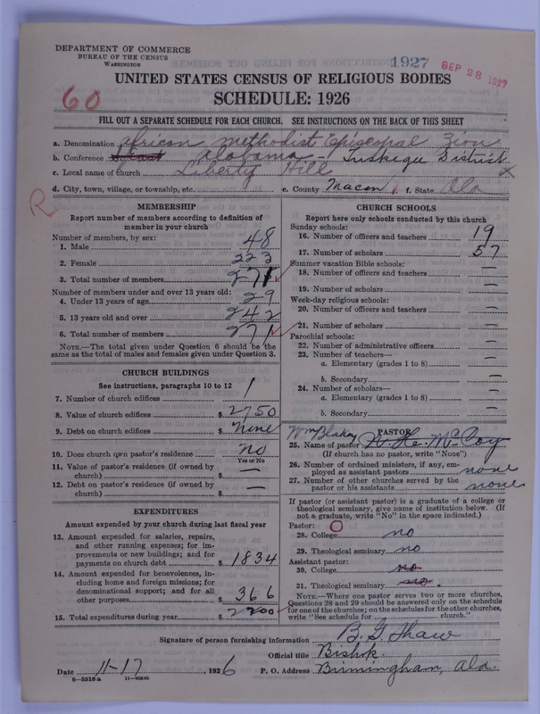 Scan of African Methodist Episcopal Zion Church: 1927
