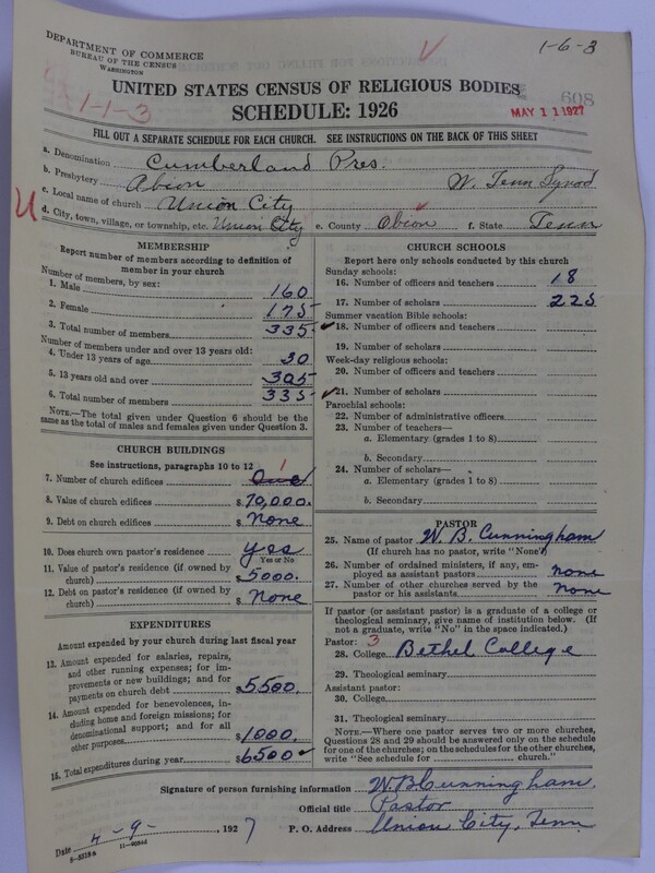 Scan of Cumberland Presbyterian Church: 608