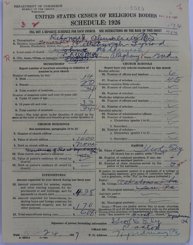 Scan of Reformed Church in the United States: 1515