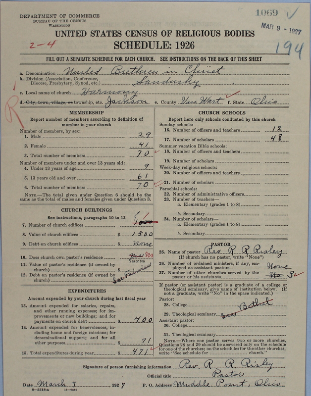 Scan of Church of the United Brethren in Christ: 1069
