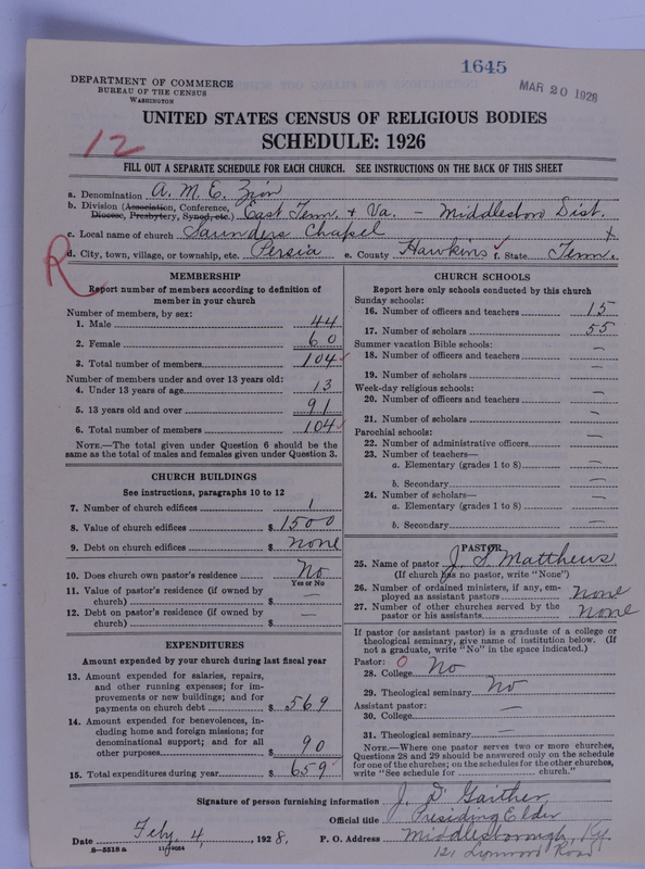 Scan of African Methodist Episcopal Zion Church: 1645