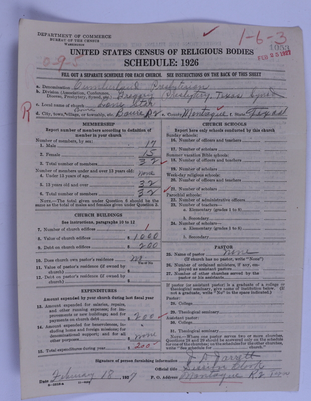Scan of Cumberland Presbyterian Church: 1053