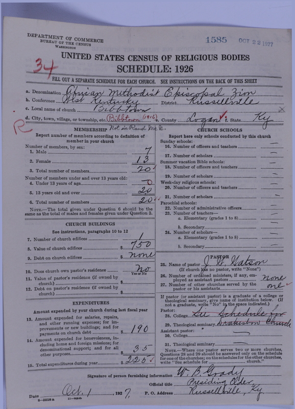 Scan of African Methodist Episcopal Zion Church: 1585