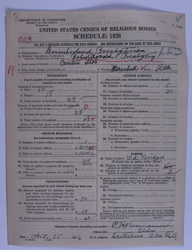 Scan of Cumberland Presbyterian Church: 782