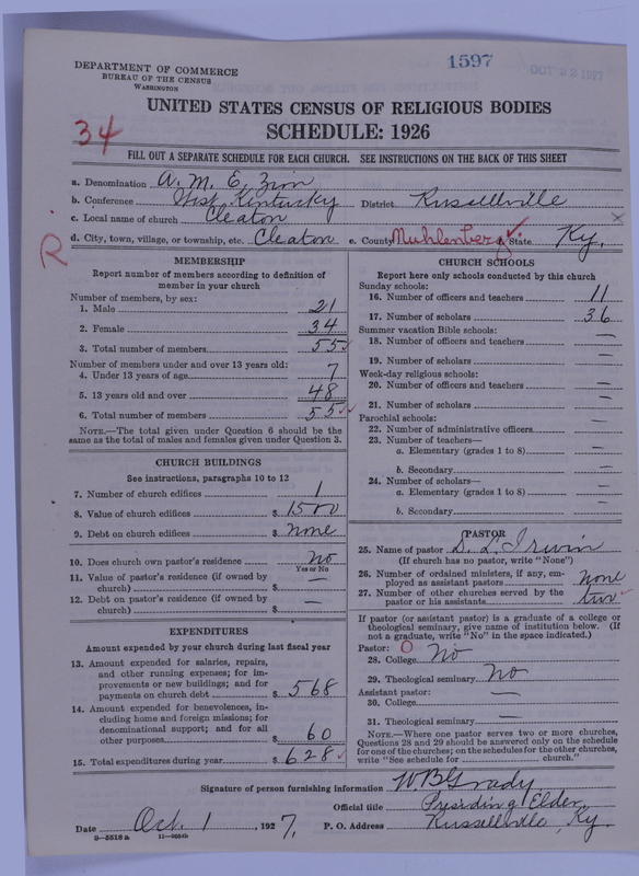 Scan of African Methodist Episcopal Zion Church: 1597