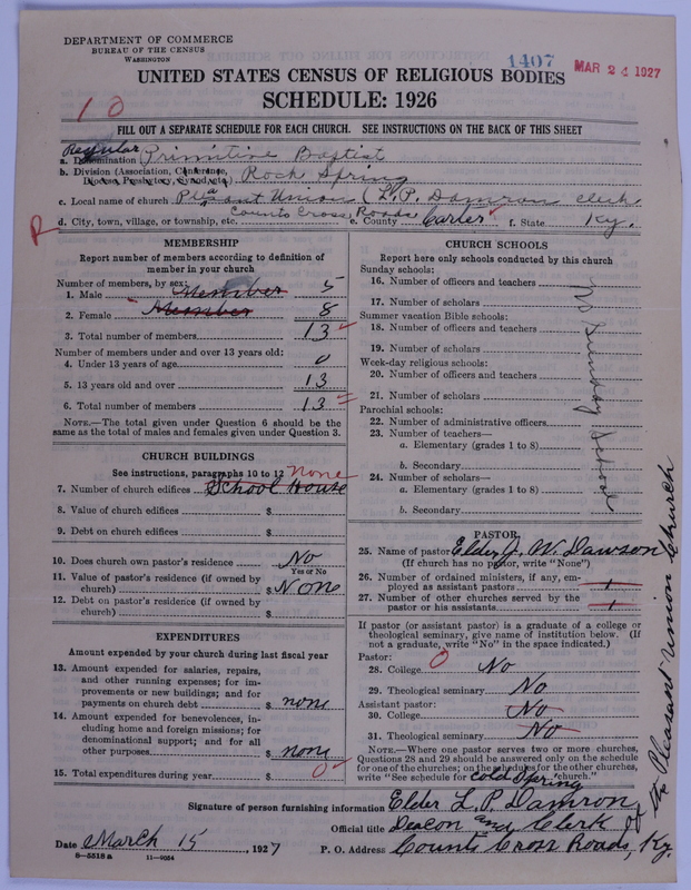 Scan of Primitive Baptists: 1407
