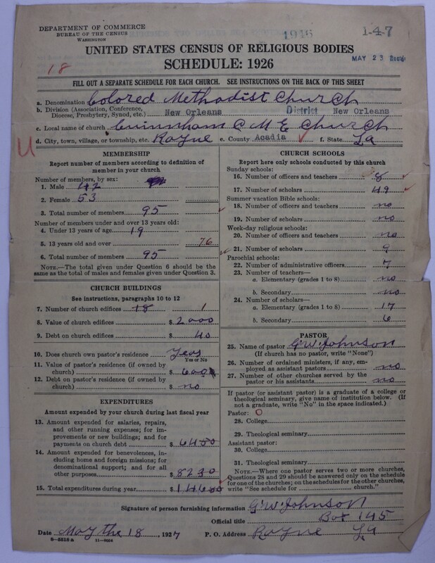 Scan of Colored Methodist Episcopal Church: 1946