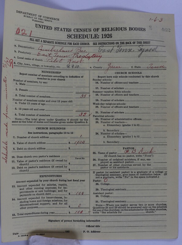 Scan of Cumberland Presbyterian Church: 462
