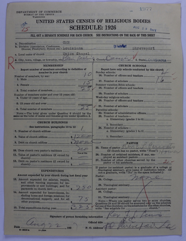 Scan of Colored Methodist Episcopal Church: 1977