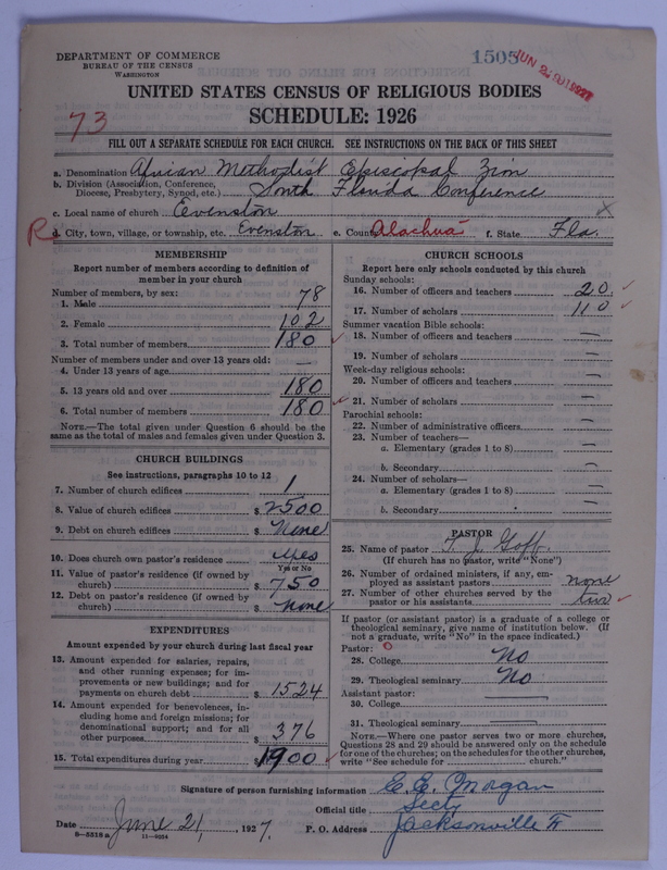 Scan of African Methodist Episcopal Zion Church: 1505