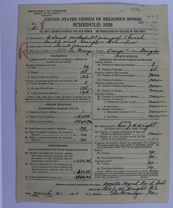 Scan of Colored Methodist Episcopal Church: 625