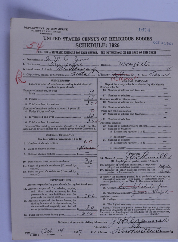 Scan of African Methodist Episcopal Zion Church: 1674