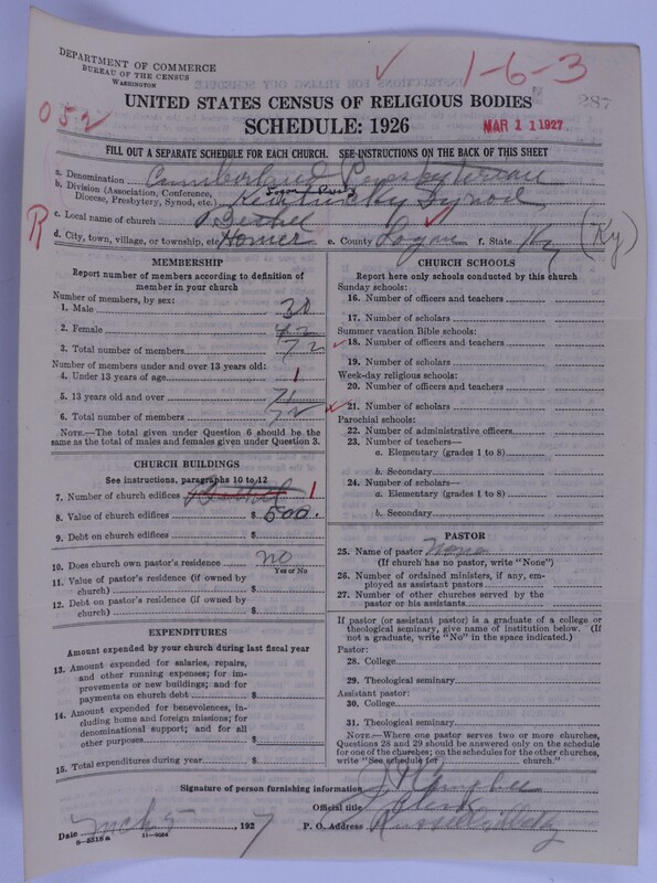 Scan of Cumberland Presbyterian Church: 287