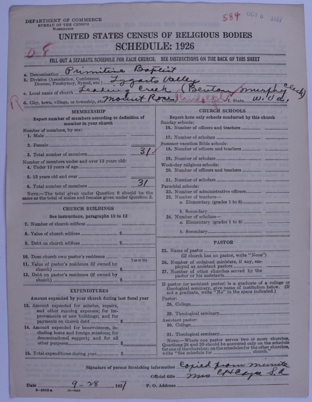 Scan of Primitive Baptists: 584