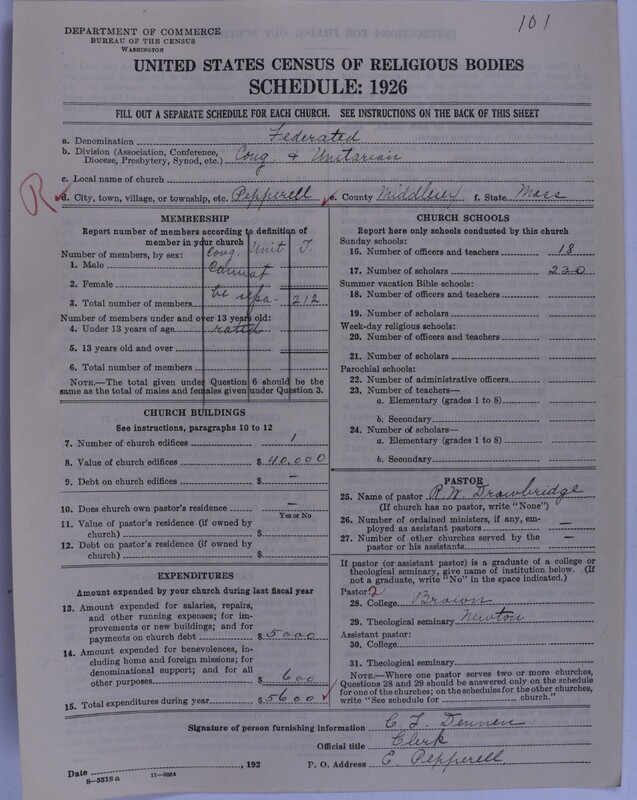 Scan of Federated Churches: 101