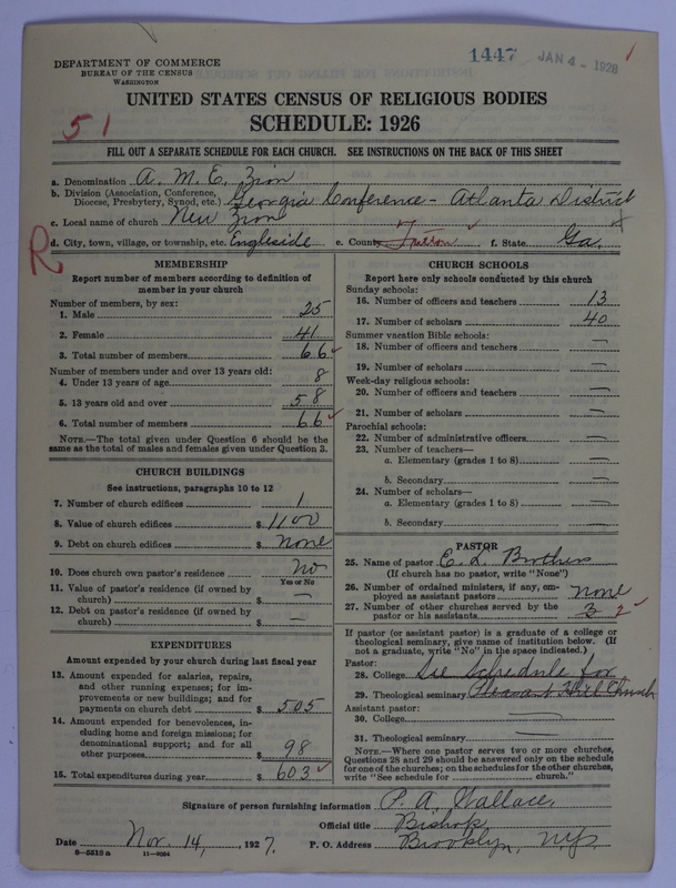 Scan of African Methodist Episcopal Zion Church: 1447