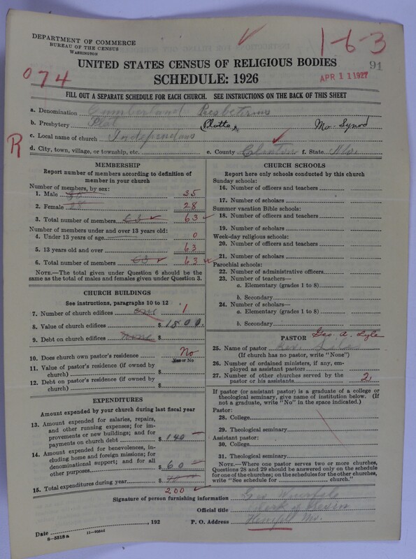 Scan of Cumberland Presbyterian Church: 91